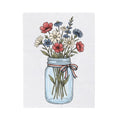 Mason Jar Flowers Blanket 4th Of July Floral Gift Women Hand Drawn Blanket Flower Arrangement Blanket Independence Day Fan Floral Graphic Blanket