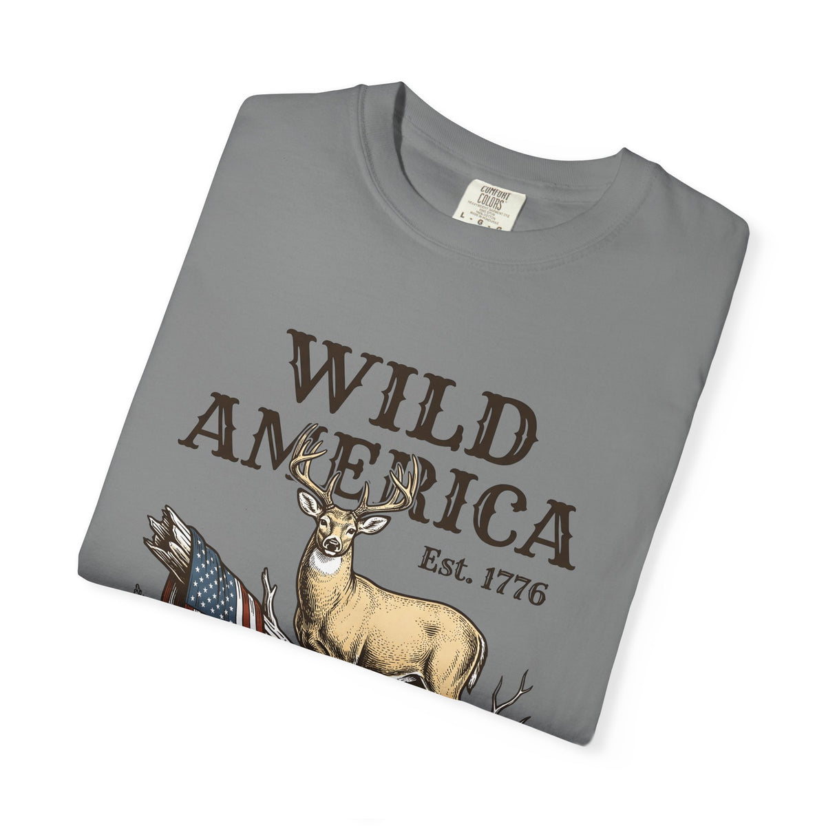 Deer Artwork America Liberty Gift Antique Fawn American Fan Vintage Freedom Doodle National Flag T-Shirt