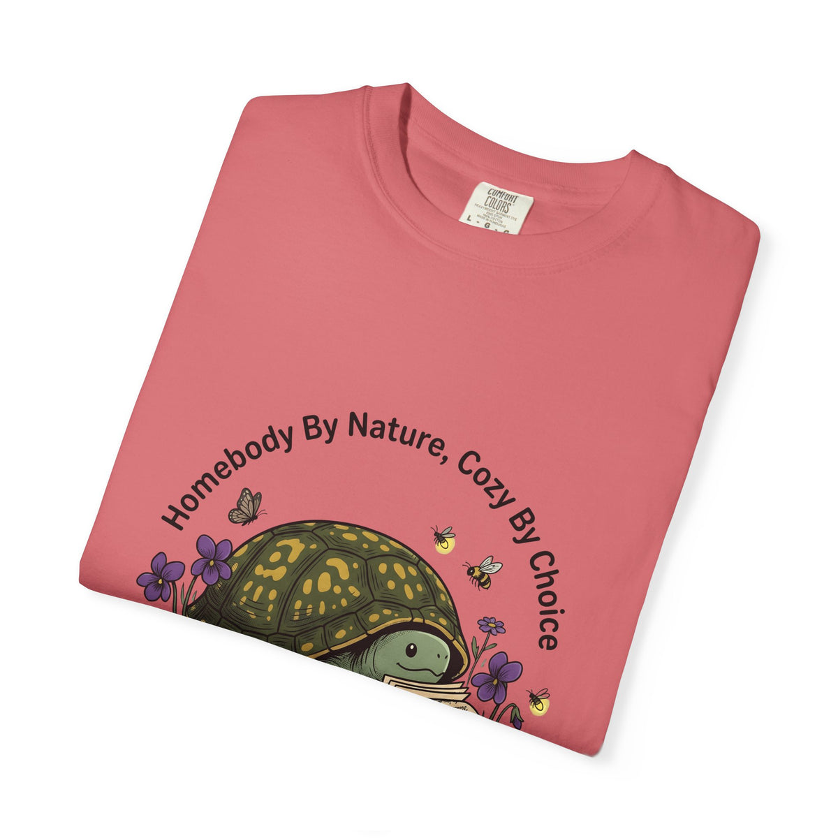 Turtle Cozy T-Shirt Funny Animal Gift Women Whimsical T-Shirt Turtle T-Shirt Humor Fan Cartoon T-Shirt Wildlife Graphic Hand Drawn Flowers T-Shirt