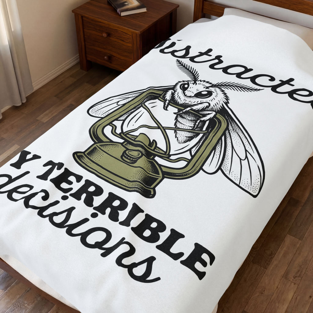 Night Moth Blanket Funny Insect Gift Women Rustic Blanket Moth Blanket Humor Fan Vintage Blanket Bug Graphic Outline Candle Blanket