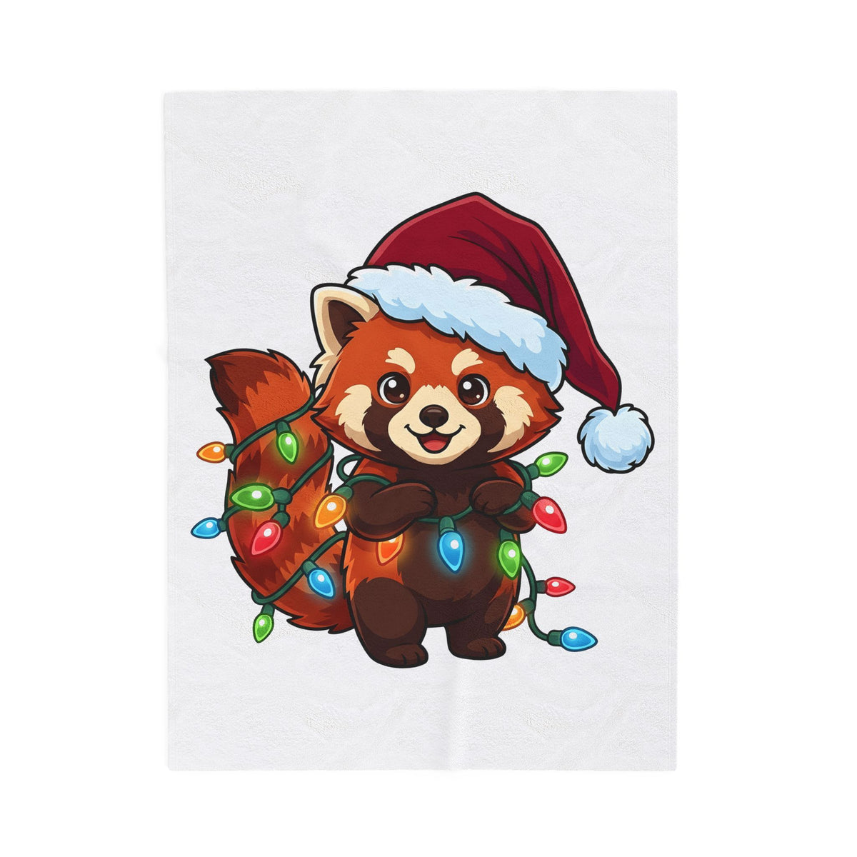Red Panda Animals Festive Gift Chibi Panda Wildlife Fan Cartoon Holiday Animated Xmas Lights Blanket