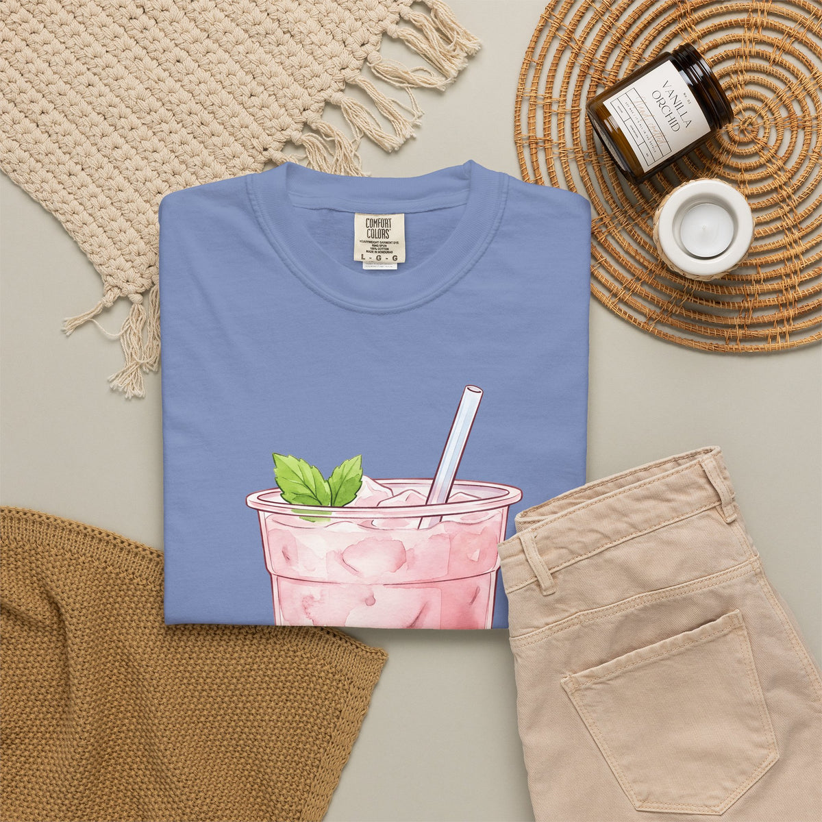 Strawberry Boba Tea T-Shirt Drinks Gastronomy Gift Women Gouache T-Shirt Boba Tea T-Shirt Beverage Fan Watercolor T-Shirt Foodie Graphic Clean Mint