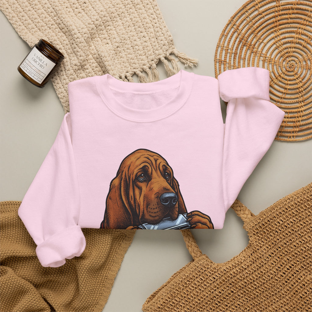 Bloodhound Canine Sweatshirt Dog Songs Gift Women Rustic Sweatshirt Hound Sweatshirt Dog Fan Coonhound Graphic Sweatshirt Cartoon Mouth Harp Sweatshirt