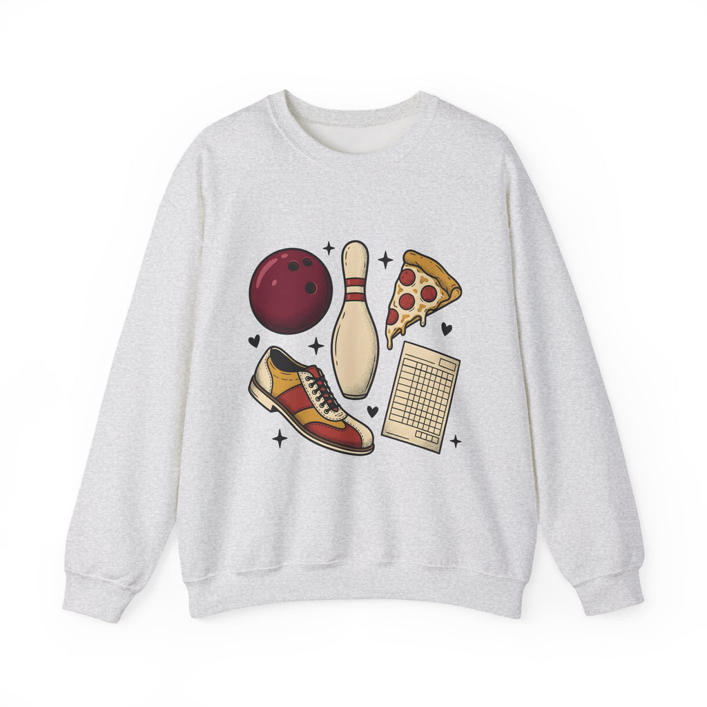 Bowling Ball Pins Sweatshirt Bowling Cuisine Gift Women Classic Sweatshirt Bowling Pins Sweatshirt Bowler Fan Vintage Sweatshirt Food Graphic Old School