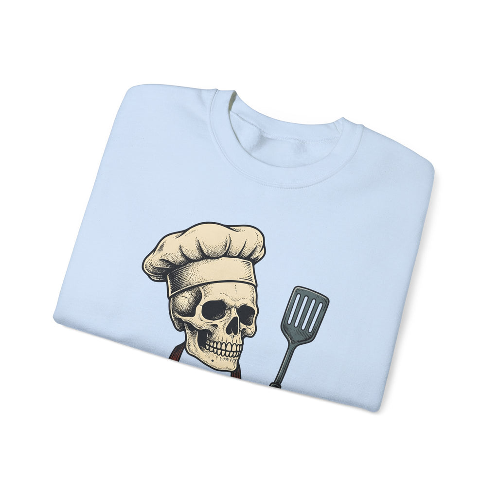 Skeleton Cook Sweatshirt Barbecue Fun Gift Women Classic Sweatshirt Skeleton Sweatshirt Bbq Fan Vintage Sweatshirt Humor Graphic Line Art Grill Spatula Sweatshirt