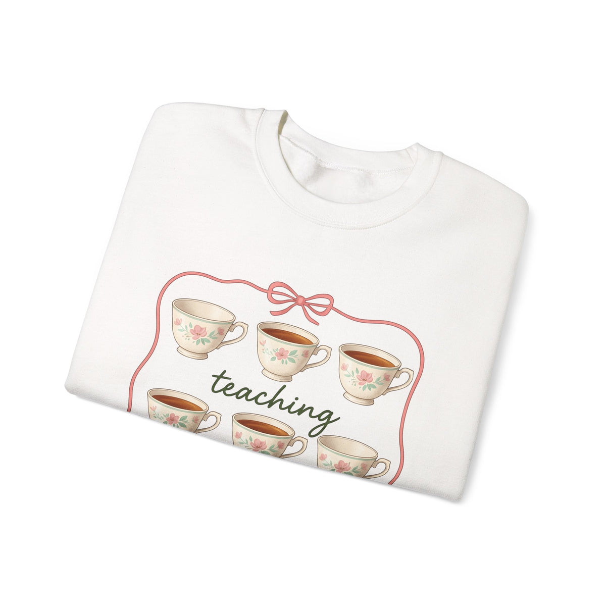 Floral Teacup Sweatshirt Teachers Coffee Gift Women Vintage Sweatshirt Teacup Sweatshirt Educator Enthusiast Retro Sweatshirt Caffeine Graphic Hand Drawn Bow