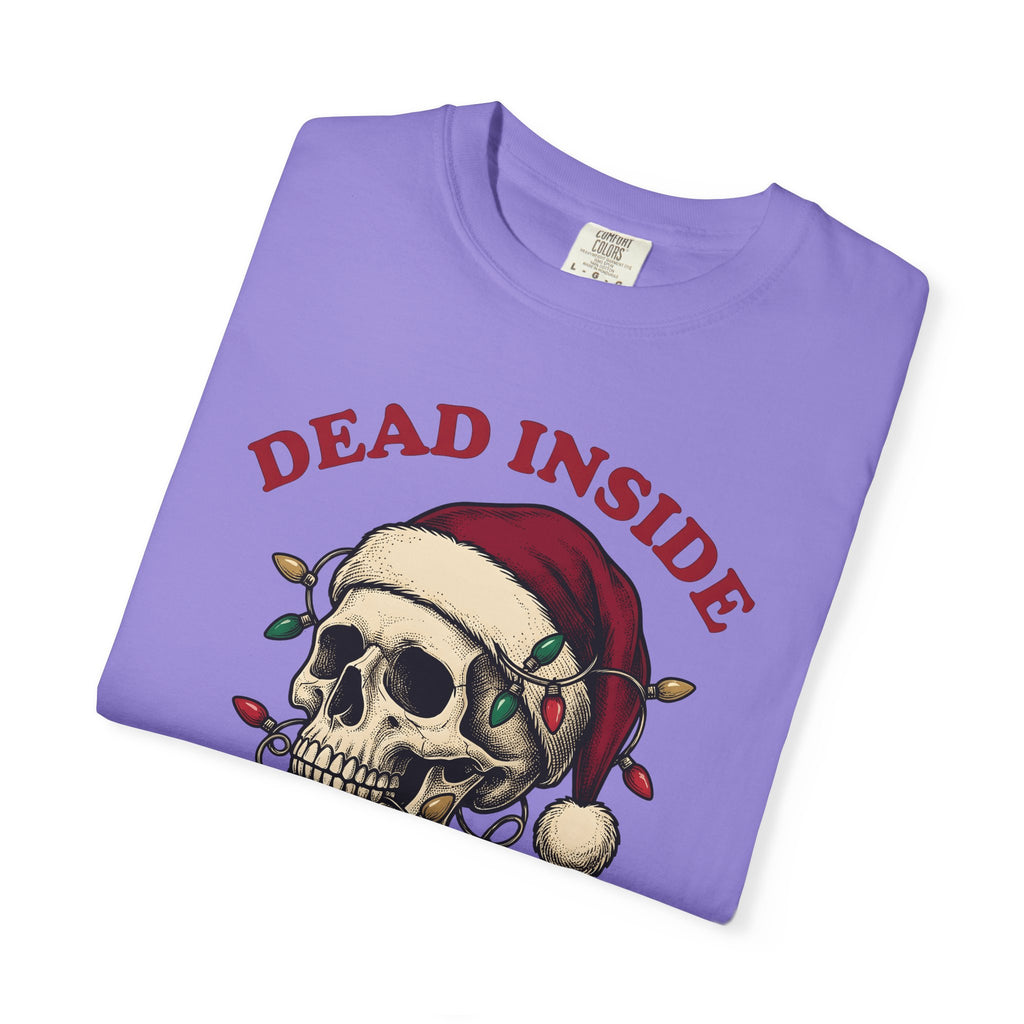 Skull Santa Hat T-Shirt Christmas Gothic Gift Women Tattoo T-Shirt Skull Cap T-Shirt Xmas Fan Ink T-Shirt Dark Graphic Vintage Christmas Lights