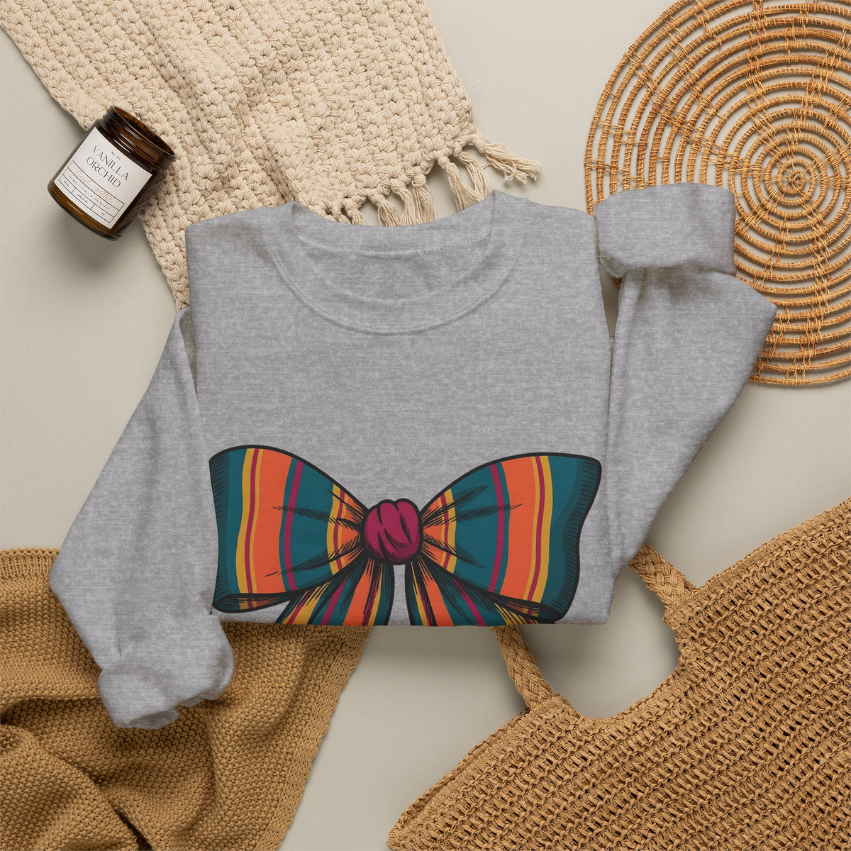 Striped Hair Bow Sweatshirt Moms Apparel Gift Women Simple Graphic Sweatshirt Hair Bow Sweatshirt Mom Fan Minimalist Sweatshirt Clothing Graphic Classic Fringe
