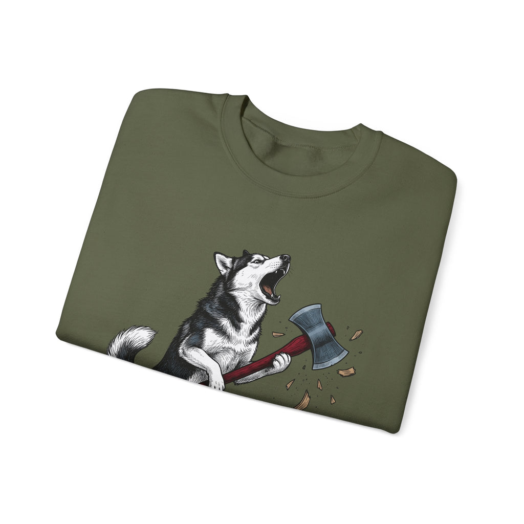 Wolf Dog Sweatshirt Dog Funny Gift Women Line Art Sweatshirt Wolfdog Sweatshirt Dog Fan Illustrated Graphic Sweatshirt Hand Drawn Splitting Axe Sweatshirt
