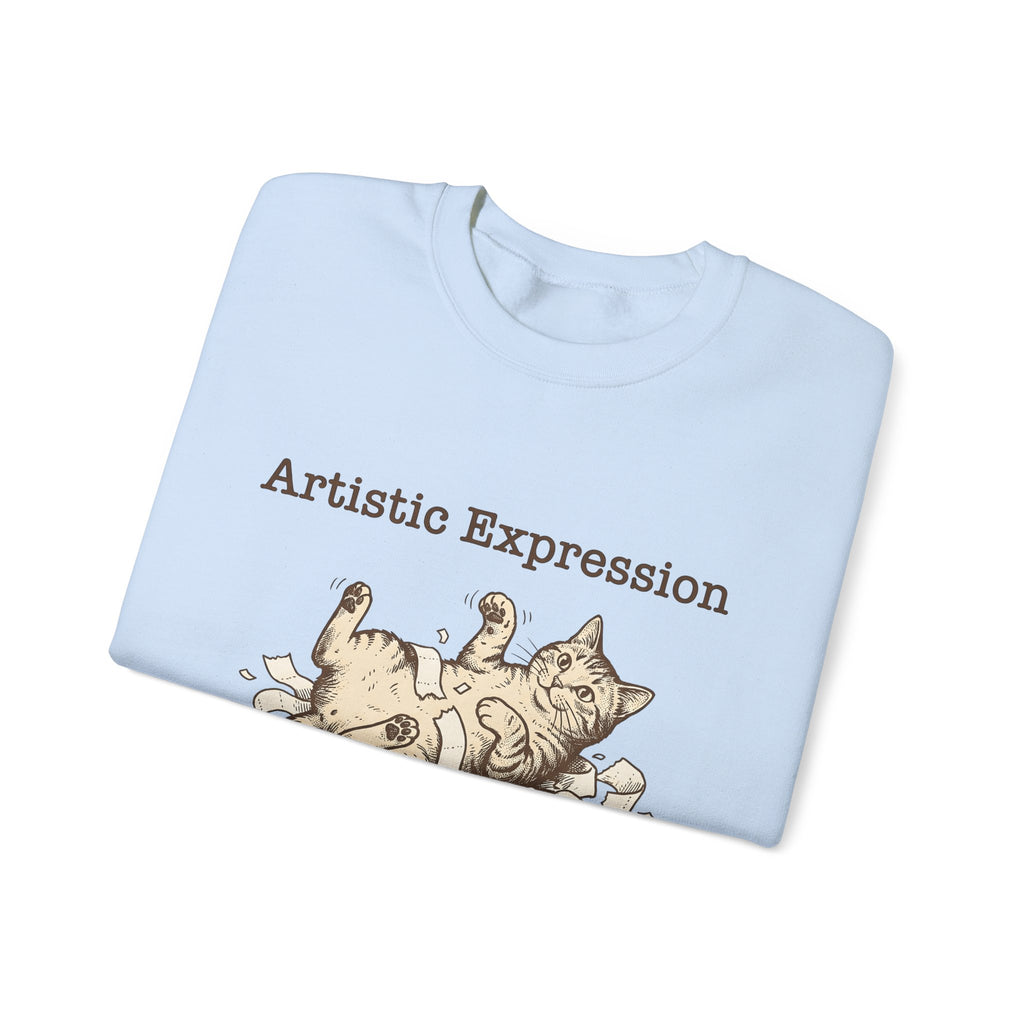 Funny Cat Sweatshirt Cat Joke Gift Women Cartoon Sweatshirt Kitten Sweatshirt Feline Fan Cartoonish Sweatshirt Pun Graphic Hand Drawn Paper Towel Sweatshirt