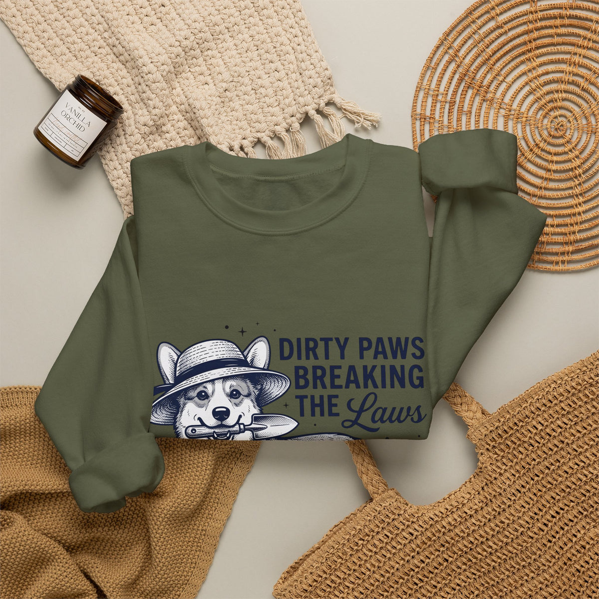 Corgi Canine Sweatshirt Dog Horticulture Gift Women Old School Sweatshirt Dog Sweatshirt Dog Fan Puppy Sweatshirt Gardening Graphic Outline Hand Shovel Sweatshirt