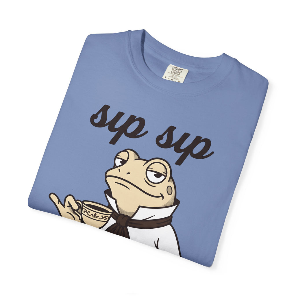 Frog Tea T-Shirt Funny Animal Gift Women Cartoon T-Shirt Tea T-Shirt Humor Fan Comic T-Shirt Creature Graphic Vintage Suit T-Shirt