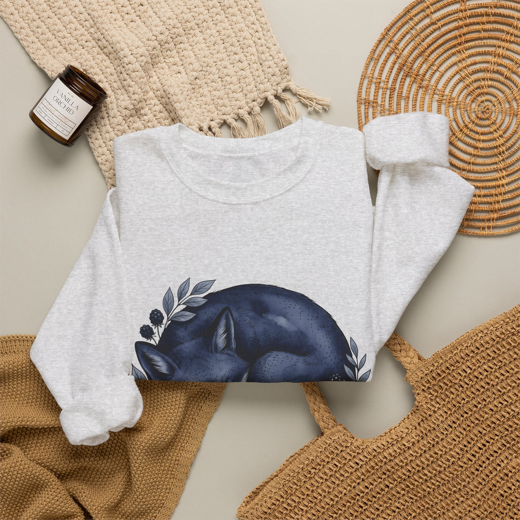 Resting Fox Boho Chic Nature Gift Line Fox Bohemian Fan Minimalist Environmental Rustic Field Sweatshirt