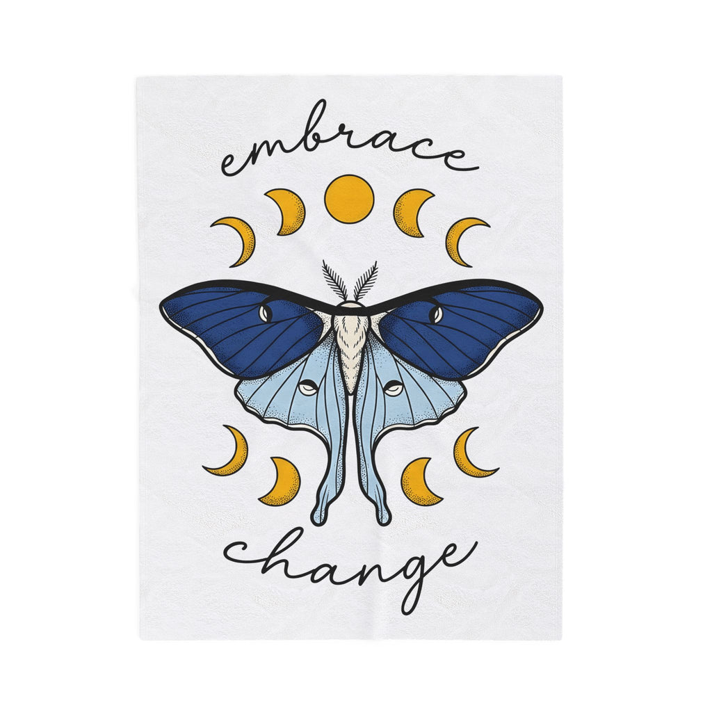 Luna Moth Blanket Boho Chic Occult Gift Women Hippie Blanket Actias Luna Blanket Bohemian Enthusiast Psychedelic Blanket Mystical Graphic Sleek