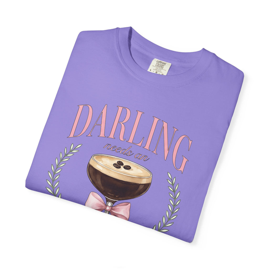 Espresso Martini T-Shirt Coffee Cocktail Gift Women Watercolor T-Shirt Martini T-Shirt Coffee Fan Cocktail Design T-Shirt Hand Drawn Pink Bow