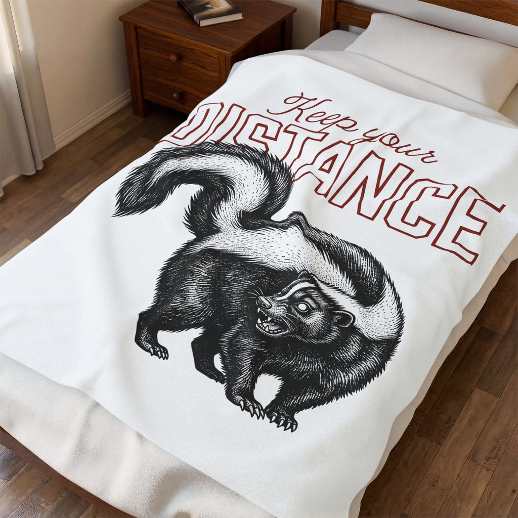Skunk Illustration Blanket Animal Joke Gift Women Sketch Blanket Stink Blanket Animal Fan Drawing Graphic Retro Bushy Tail Blanket