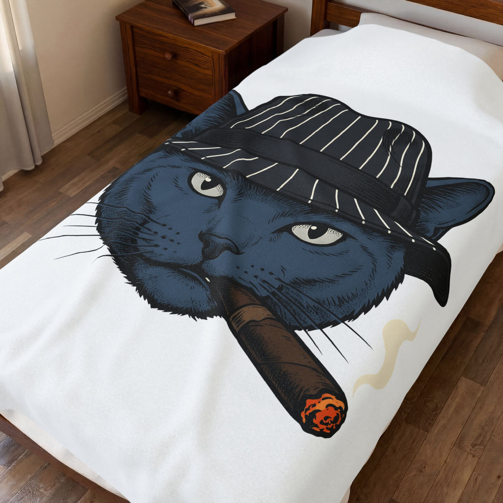 Cat Bonnet Blanket Cat Satire Gift Women Antique Blanket Headgear Blanket Feline Fan Vintage Blanket Parody Graphic Line Art Stogie Blanket