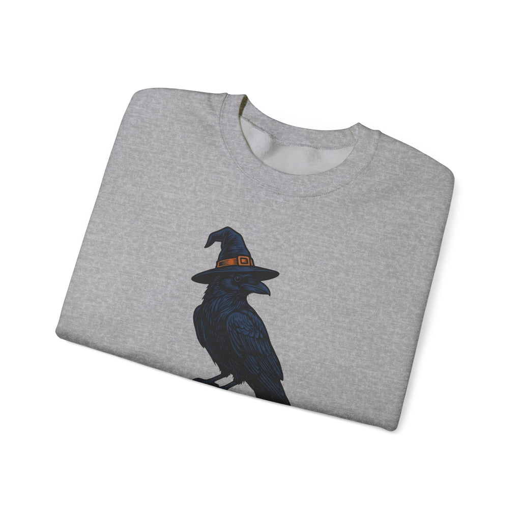 Raven Wizard Hat Sweatshirt Halloween Horror Gift Women Antique Sweatshirt Witch Hat Sweatshirt Spooky Fan Occult Sweatshirt Horror Graphic Ink Fortune Ball