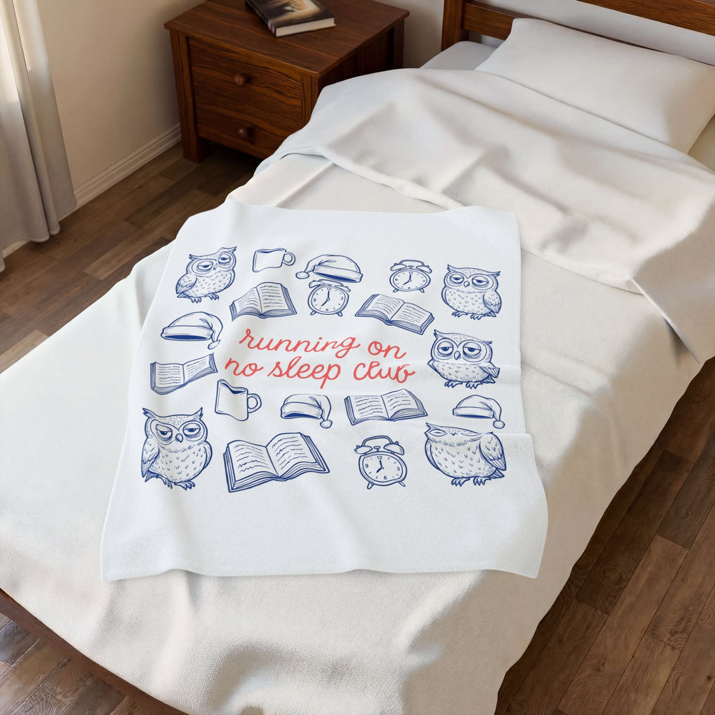 Sleepy Owl Blanket Mom Book Gift Women Hand Drawn Blanket Owl Blanket Mother Fan Owl Blanket Bibliophile Graphic Doodle Coffee Blanket Blanket
