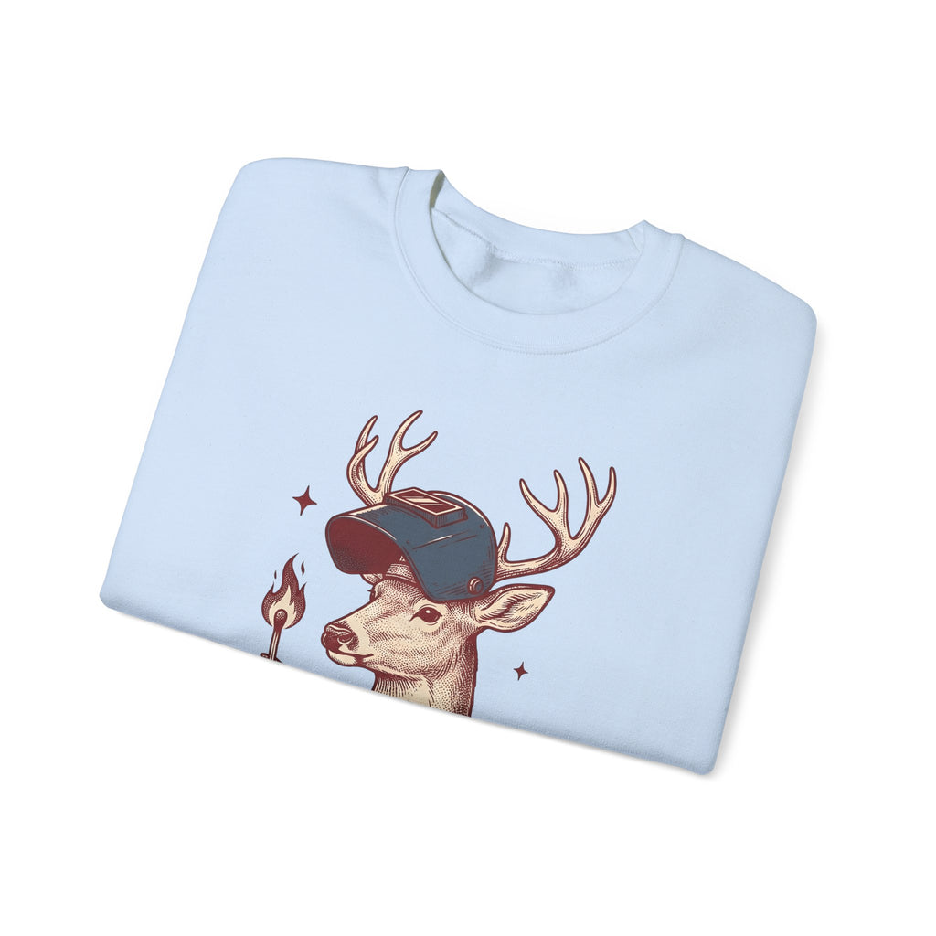 Horned Deer Welding Face Shield Sweatshirt Funny Nature Gift Women Antique Sweatshirt Welding Mask Sweatshirt Humor Fan Vintage Sweatshirt Wildlife Graphic