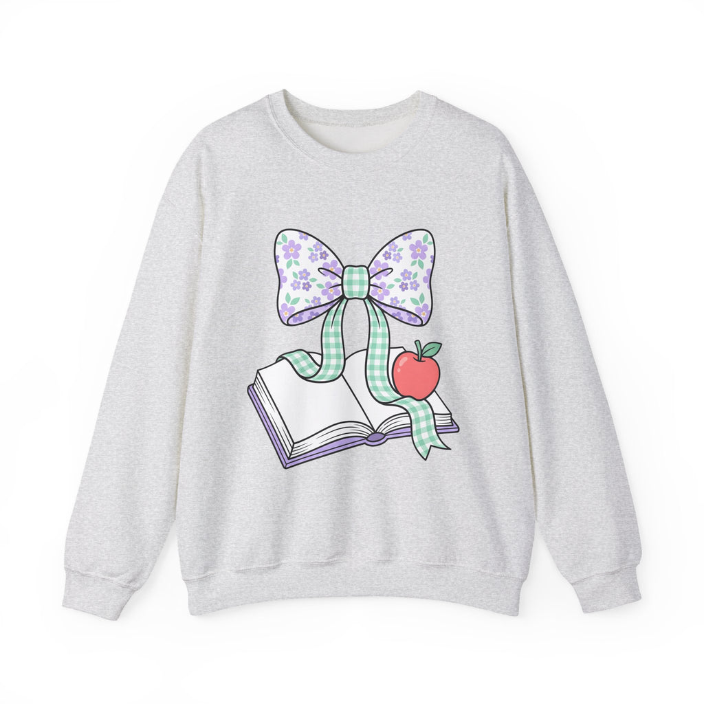 Reading Bow Sweatshirt Teachers Education Gift Women Cute Sweatshirt Reading Bow Sweatshirt Teacher Enthusiast Adorable Sweatshirt Learning Graphic Muted Fruit