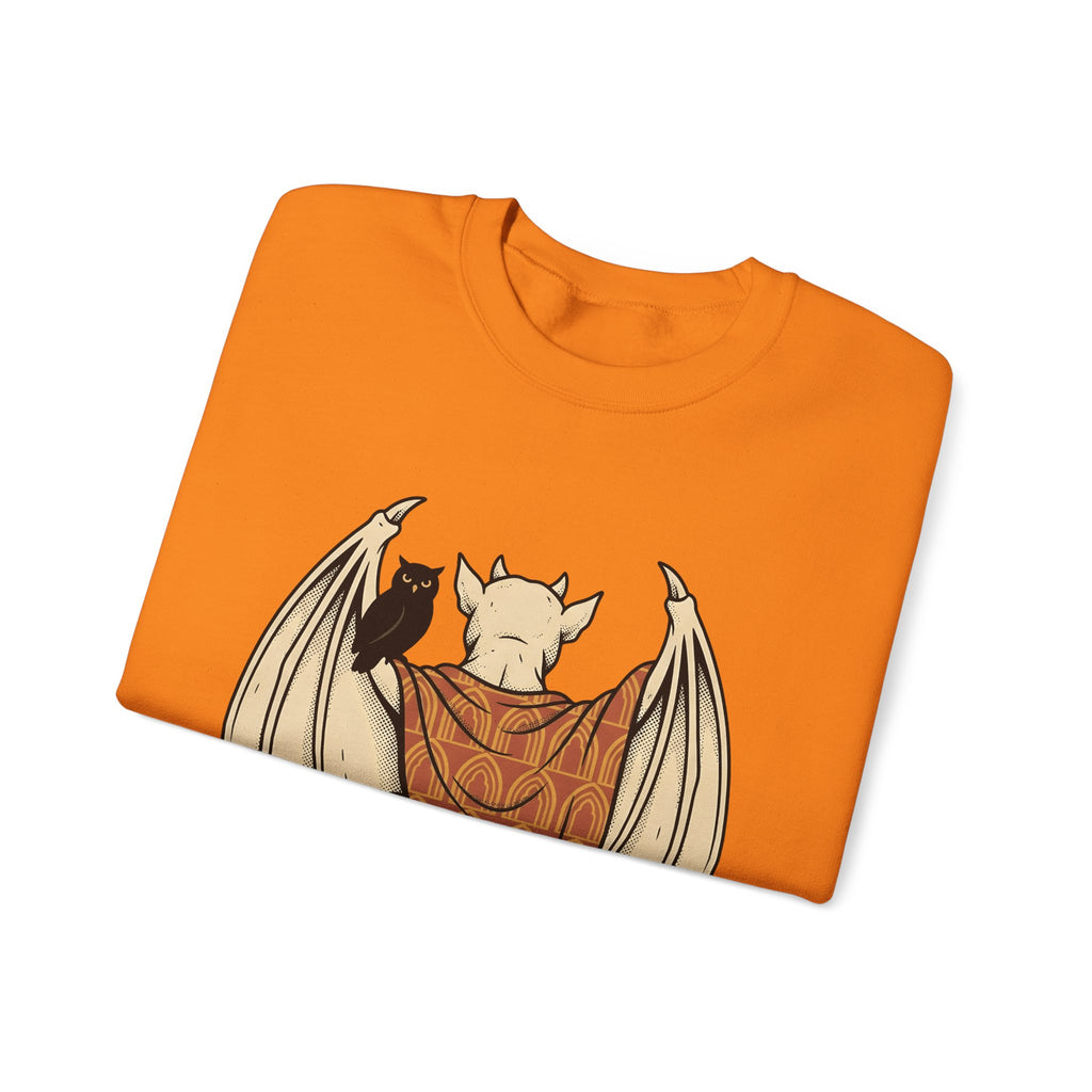 Bat Sculpture Sweatshirt Halloween Ghost Gift Women Mysterious Sweatshirt Statue Sweatshirt Horror Fan Dark Art Sweatshirt Specter Graphic Classic Night Bird