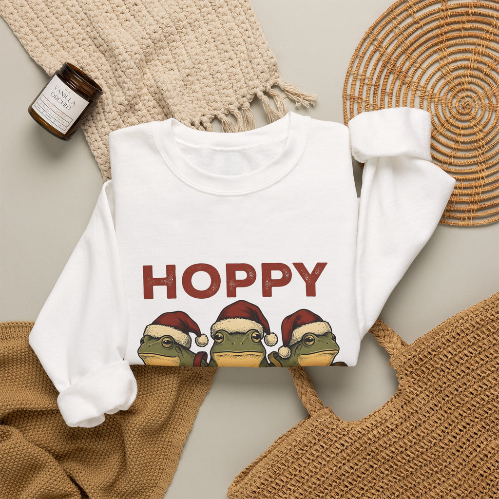 Frog Holiday Hats Christmas Wildlife Gift Cartoon Toad Xmas Fan Toad Animal Line Sash Sweatshirt