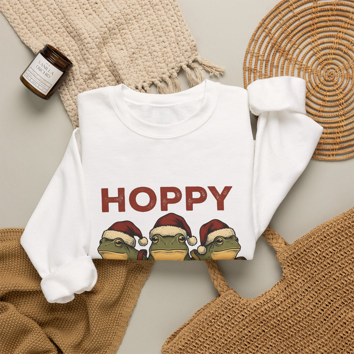 Frog Holiday Hats Christmas Wildlife Gift Cartoon Toad Xmas Fan Toad Animal Line Sash Sweatshirt