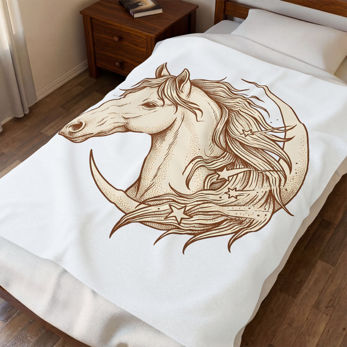 Horse Headshot Blanket Cowgirl Cowboy Gift Women Tribal Blanket Stallion Blanket Rodeo Fan Mustang Graphic Blanket Old School Lunar Shape Blanket