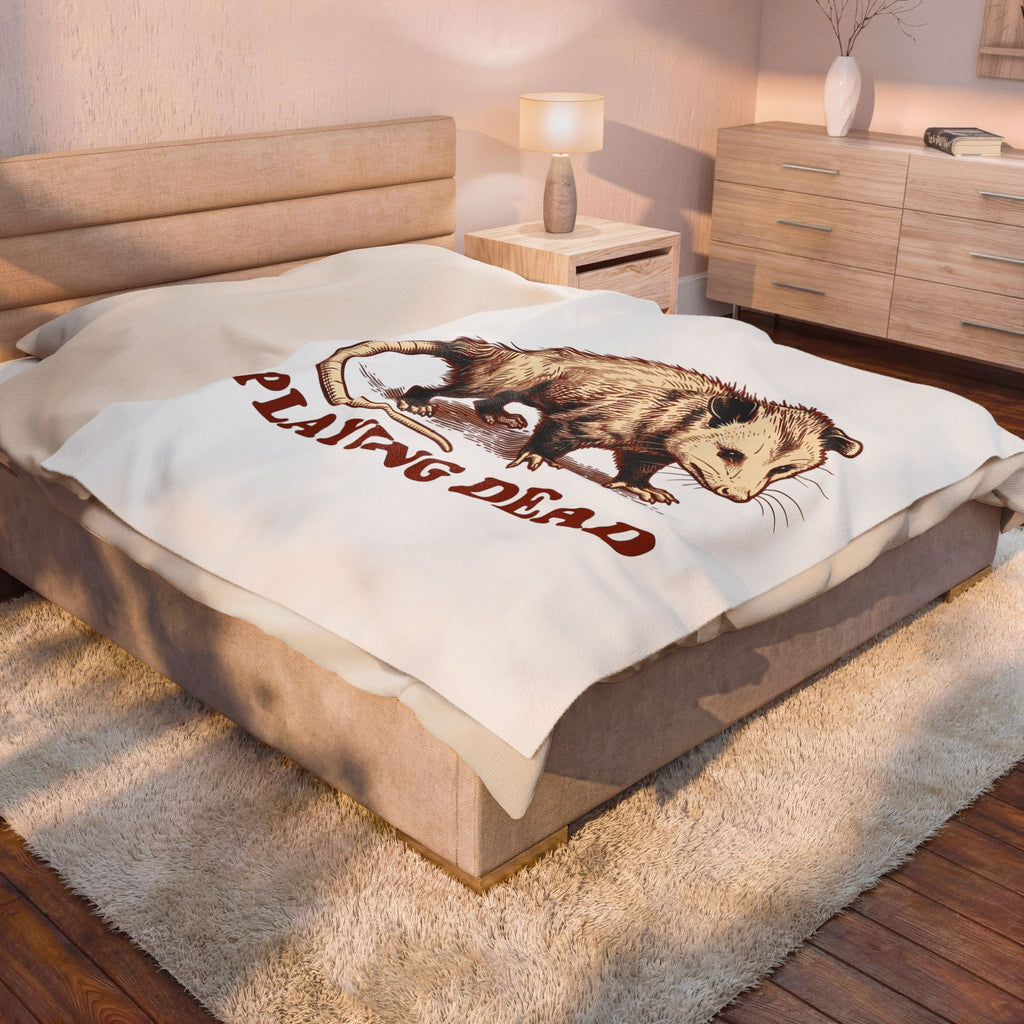 Opossum Illustration Blanket Funny Pet Gift Women Retro Blanket Possum Blanket Comedy Fan Vintage Blanket Animal Graphic Sketch Wildlife Comedy