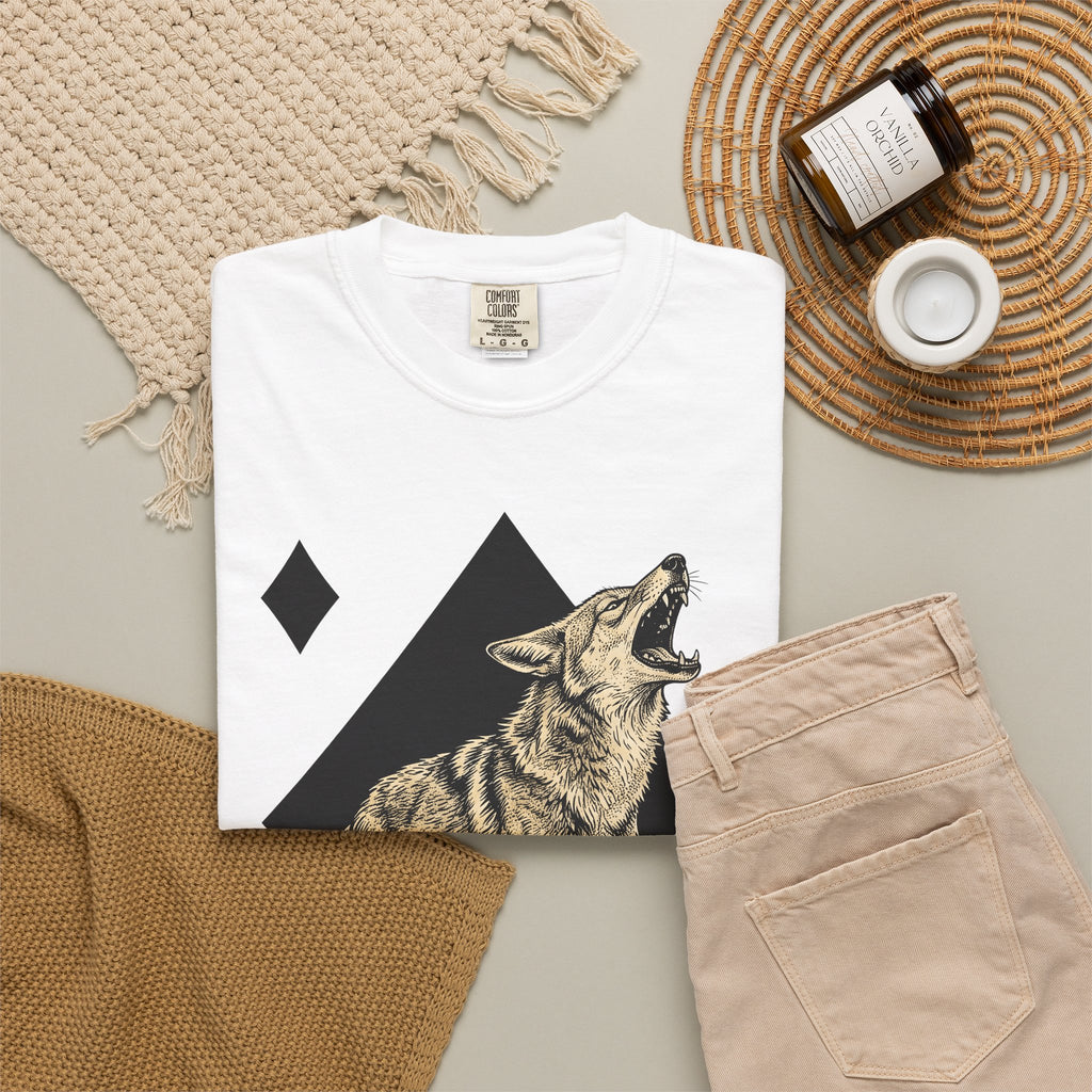 Howling Wolf T-Shirt Wolf Pets Gift Women Sketch T-Shirt Gray Wolf T-Shirt Wolf Fan Canine Graphic T-Shirt Hand Drawn Shape T-Shirt