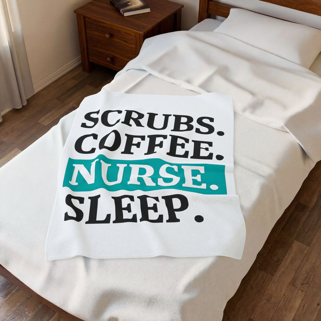 Coffee Cup Blanket Nurse Humor Gift Women Modern Blanket Blanket Blanket Rn Fan Contemporary Blanket Funny Graphic Minimalist Teal Highlight Blanket