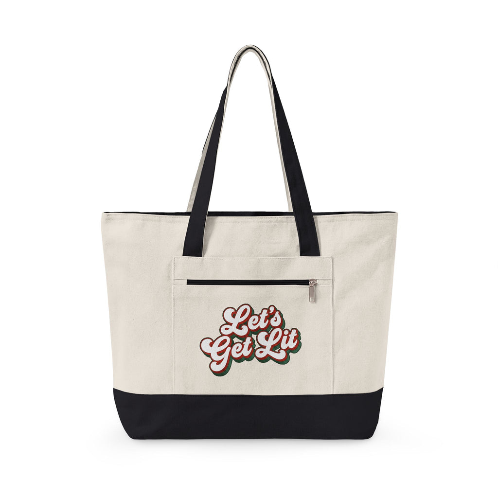 Festive Message Tote Bag Christmas Fun Gift Women Joyful Tote Bag Holiday Greeting Tote Bag Christmas Fan Cheerful Tote Bag Amusement Graphic Classic