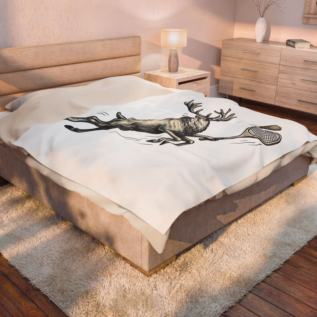 Fawn Badminton Blanket Sports Fauna Gift Women Doodle Blanket Shuttlecock Blanket Athlete Fan Hand Drawn Blanket Wildlife Graphic Silhouette Bat