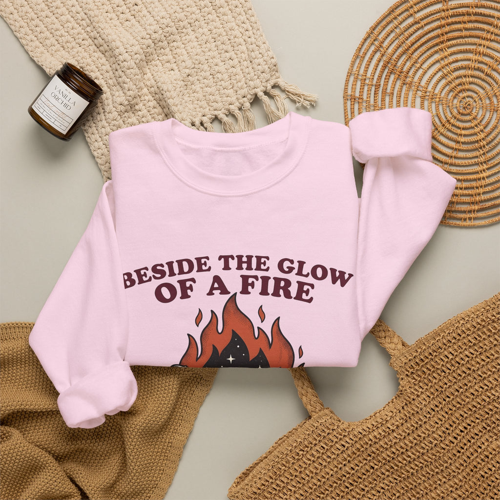 Campfire View Sweatshirt Camping Adventure Gift Women Line Art Sweatshirt Bonfire Sweatshirt Camper Fan Minimalist Sweatshirt Exploration Graphic Cartoon