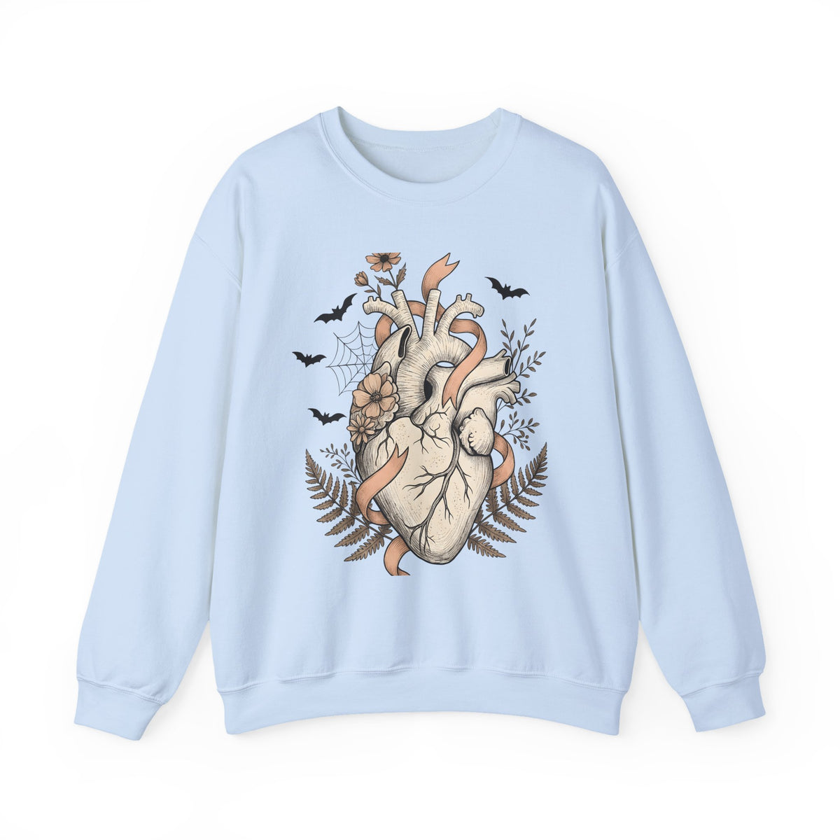 Anatomical Heart Sweatshirt Halloween Gothic Gift Women Tattoo Art Sweatshirt Cardiac Sweatshirt Horror Fan Ink Sweatshirt Dark Graphic Vintage Bats Sweatshirt