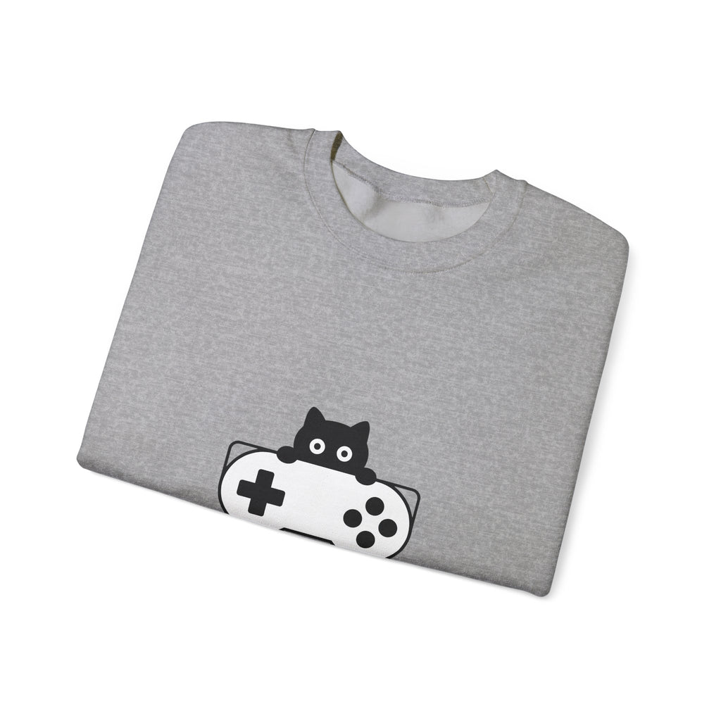 Cat Game Controller Sweatshirt Cat Gaming Gift Women Minimalist Sweatshirt Gamepad Sweatshirt Feline Fan Gamer Graphic Gamer Design Modern Video Game