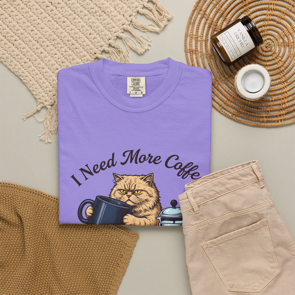 Cranky Cat T-Shirt Cat Latte Gift Women Old School T-Shirt Grumpy Cat T-Shirt Cat Fan Feline T-Shirt Coffee Graphic Doodle T-Shirt T-Shirt