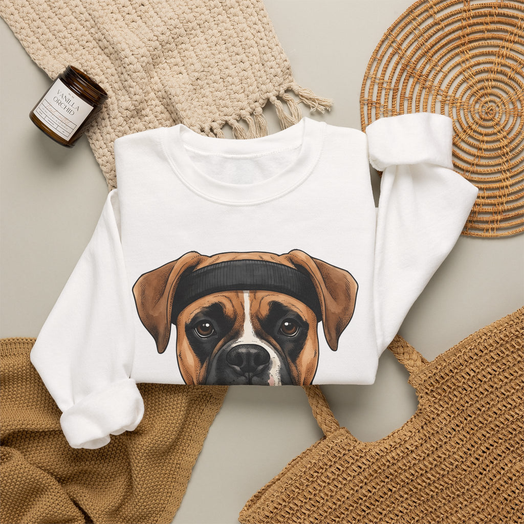 Boxer Puppy Sweatshirt Dog Apparel Gift Women Cartoon Sweatshirt Puppy Sweatshirt Dog Fan Canine Sweatshirt Clothing Graphic Line Art Pullover Sweatshirt