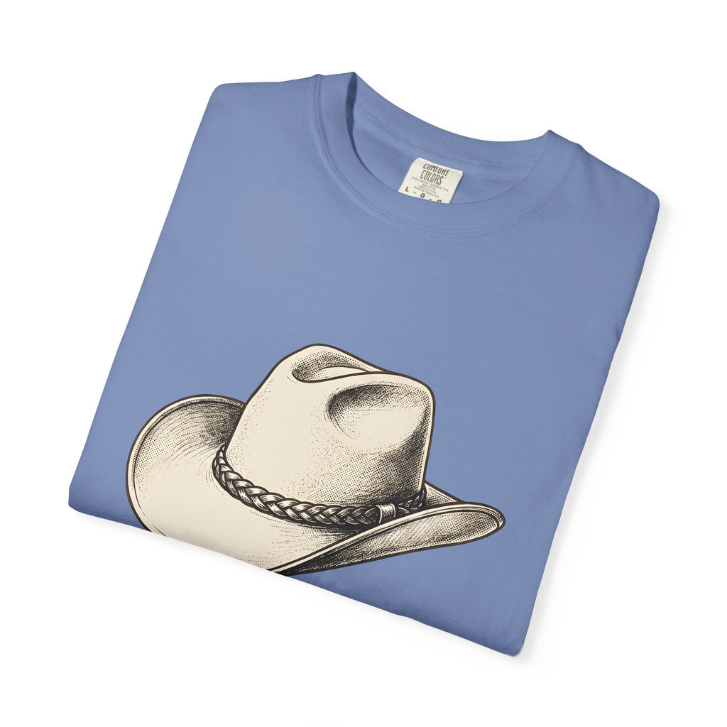 Stetson Hat Cowgirl Rodeo Gift Hand Drawn Cowboy Hat Cowgirl Fan Illustrated Rodeo Cartoon T-Shirt