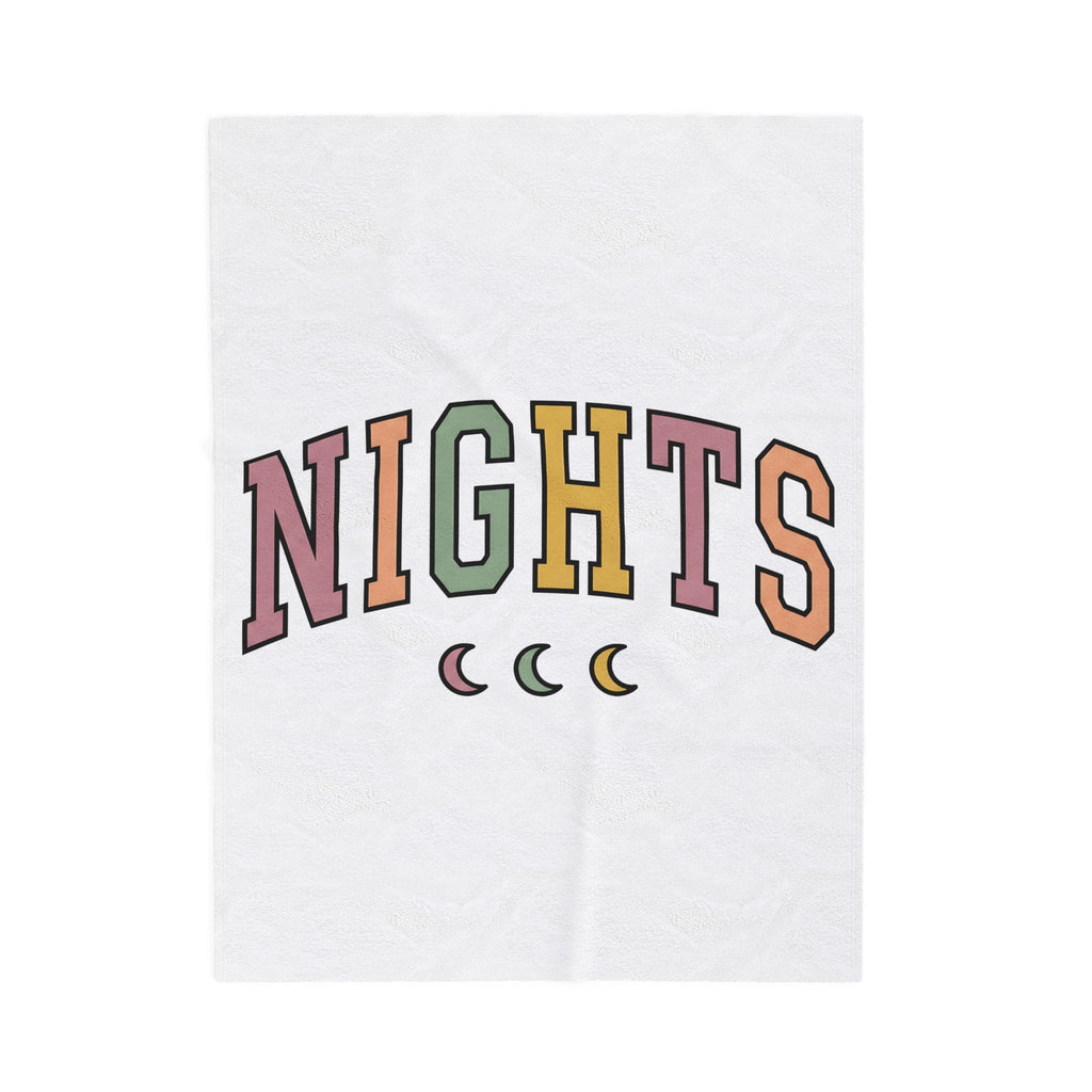Varsity Lettering Design Blanket Nurses Graveyard Shift Gift Women Pale Hues Blanket Letterman Blanket Nursing Enthusiast Pastel Blanket Night