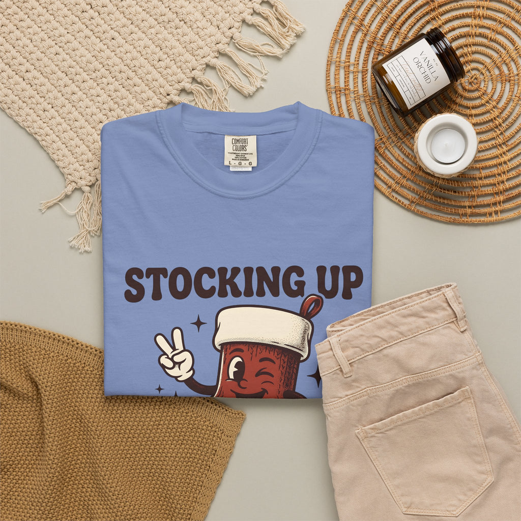 Christmas Stocking Character Christmas Humor Gift Vintage Stocking Holder Christmas Fan Retro T-Shirt