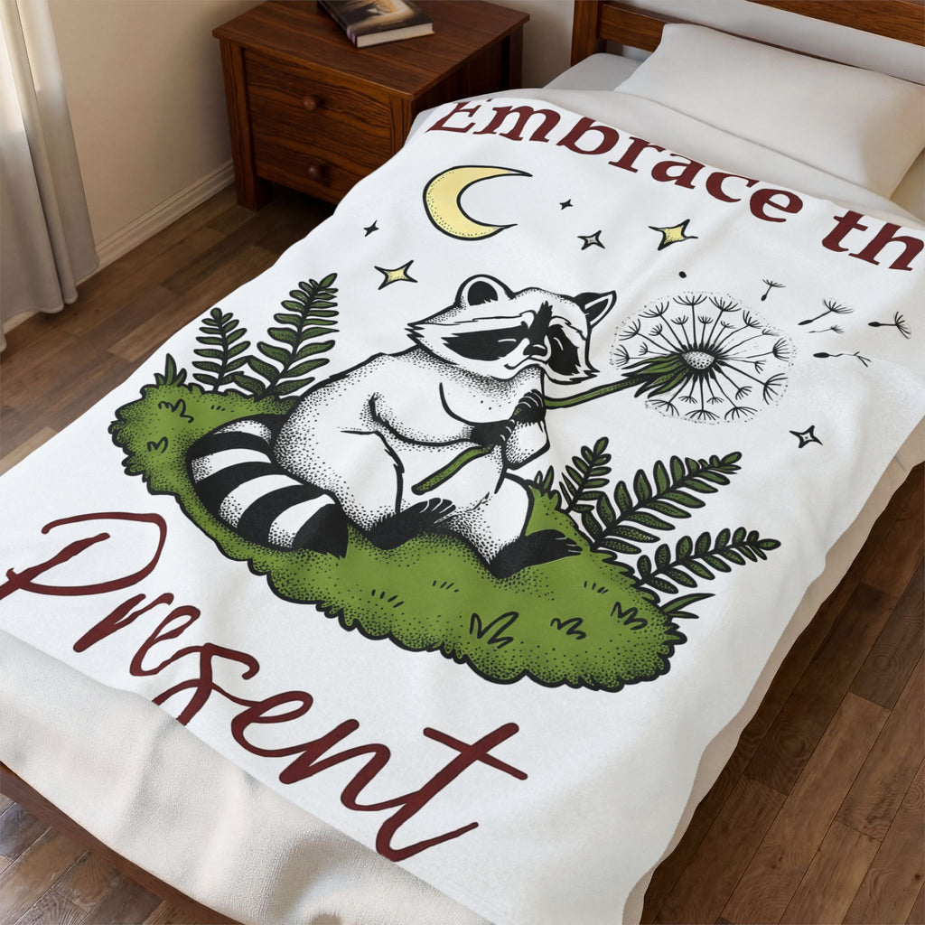 Raccoon Seed Blanket Cute Wildlife Gift Women Fanciful Blanket Trash Panda Blanket Adorable Fan Whimsical Blanket Animal Graphic Doodle Lunar