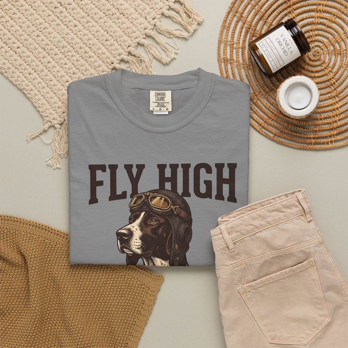 Flying Dog T-Shirt Dog Travel Gift Women Retro T-Shirt Canine T-Shirt Dog Fan Vintage T-Shirt Adventure Graphic Heritage Navigation T-Shirt