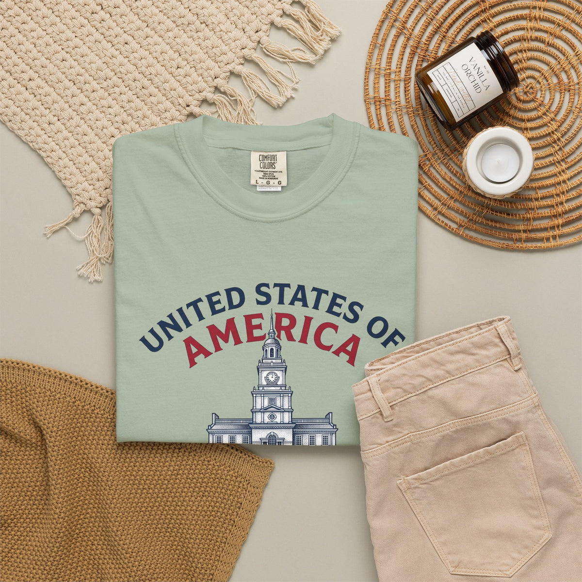 Independence Hall Art T-Shirt America Culture Gift Women Liberty T-Shirt Historic Building T-Sh