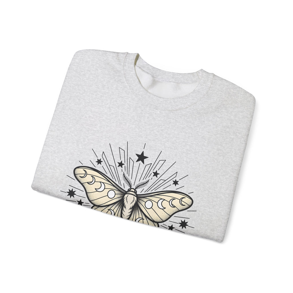 Luna Moth Sweatshirt Boho Chic Zodiac Gift Women Outline Sweatshirt Actias Luna Sweatshirt Hippie Fan Hand Drawn Sweatshirt Astrology Graphic Retro Star Shapes