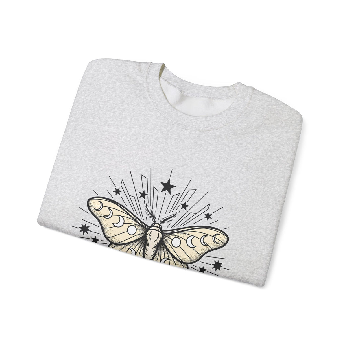 Luna Moth Sweatshirt Boho Chic Zodiac Gift Women Outline Sweatshirt Actias Luna Sweatshirt Hippie Fan Hand Drawn Sweatshirt Astrology Graphic Retro Star Shapes