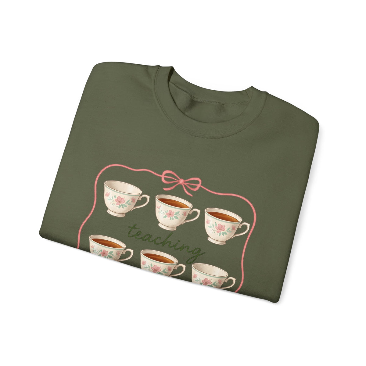 Floral Teacup Sweatshirt Teachers Coffee Gift Women Vintage Sweatshirt Teacup Sweatshirt Educator Enthusiast Retro Sweatshirt Caffeine Graphic Hand Drawn Bow
