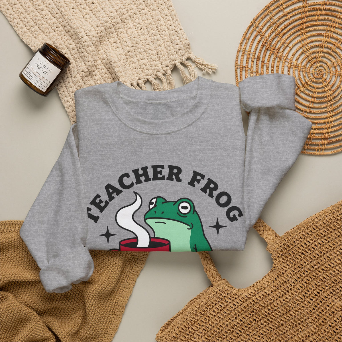 Frog Coffee Cup Sweatshirt Teachers Latte Gift Women Kawaii Sweatshirt Coffee Sweatshirt Sweatshirt Educator Enthusiast Coffee Sweatshirt Cappuccino Graphic Classic