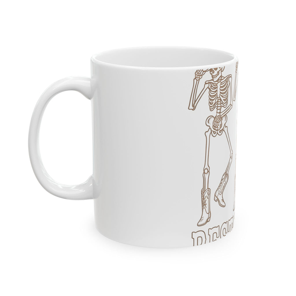 Skeleton Cowboys Mug Halloween Western Gift Women Western Illustration Mug Skulls Mug Horror Fan Vintage Art Mug Cowboy Graphic